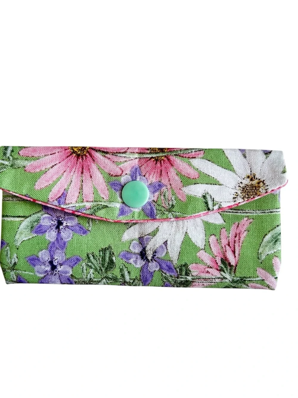 Hand Crafted Floral Lipstick /Lip Balm Cozy Pocket Holder Fabric 100% Cotton